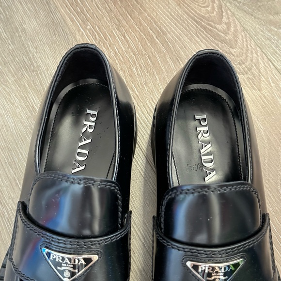 PRADA Chocolate brushed leather loafers main image 8